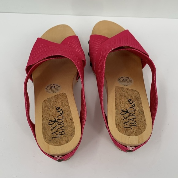 Jax & Bard Libby Hill clog sandals pink criss cross slide shoe wood new 39 8 - Picture 4 of 8